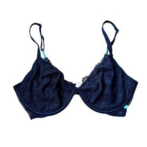 Victorias Secret Unlined Demi Lace Underwire Bra Blue Size 34DD